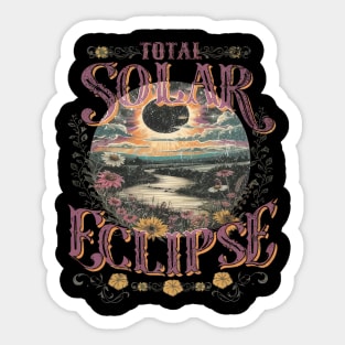 Total Solar Eclipse Vintage Flowers Astrology Lovers Sticker